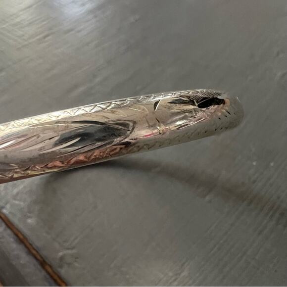 925 Sterling Silver Etched Bangle Bracelet VINTAGE - Picture 5 of 7